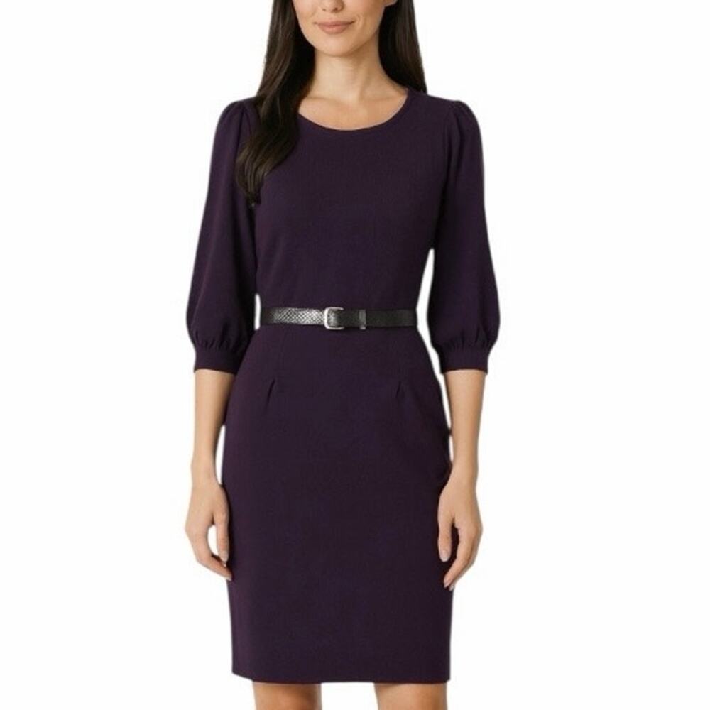 Antonio Melani Women's NEW Balloon Sleeve Plum Merino Wool Sweater Dress Size S